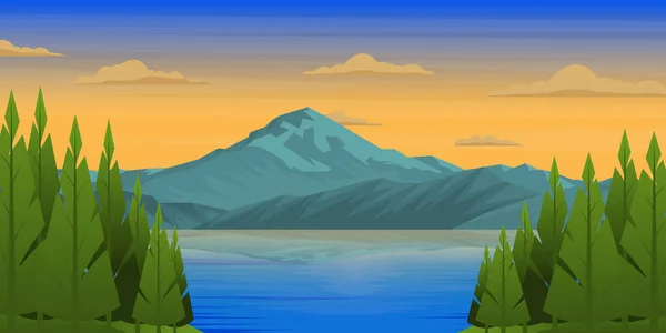 Ілюстрація Гірського Пейзажу Річкою — стоковий вектор