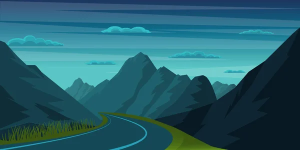 Ilustrație Vectorială Peisajului Drum Montan — Vector de stoc