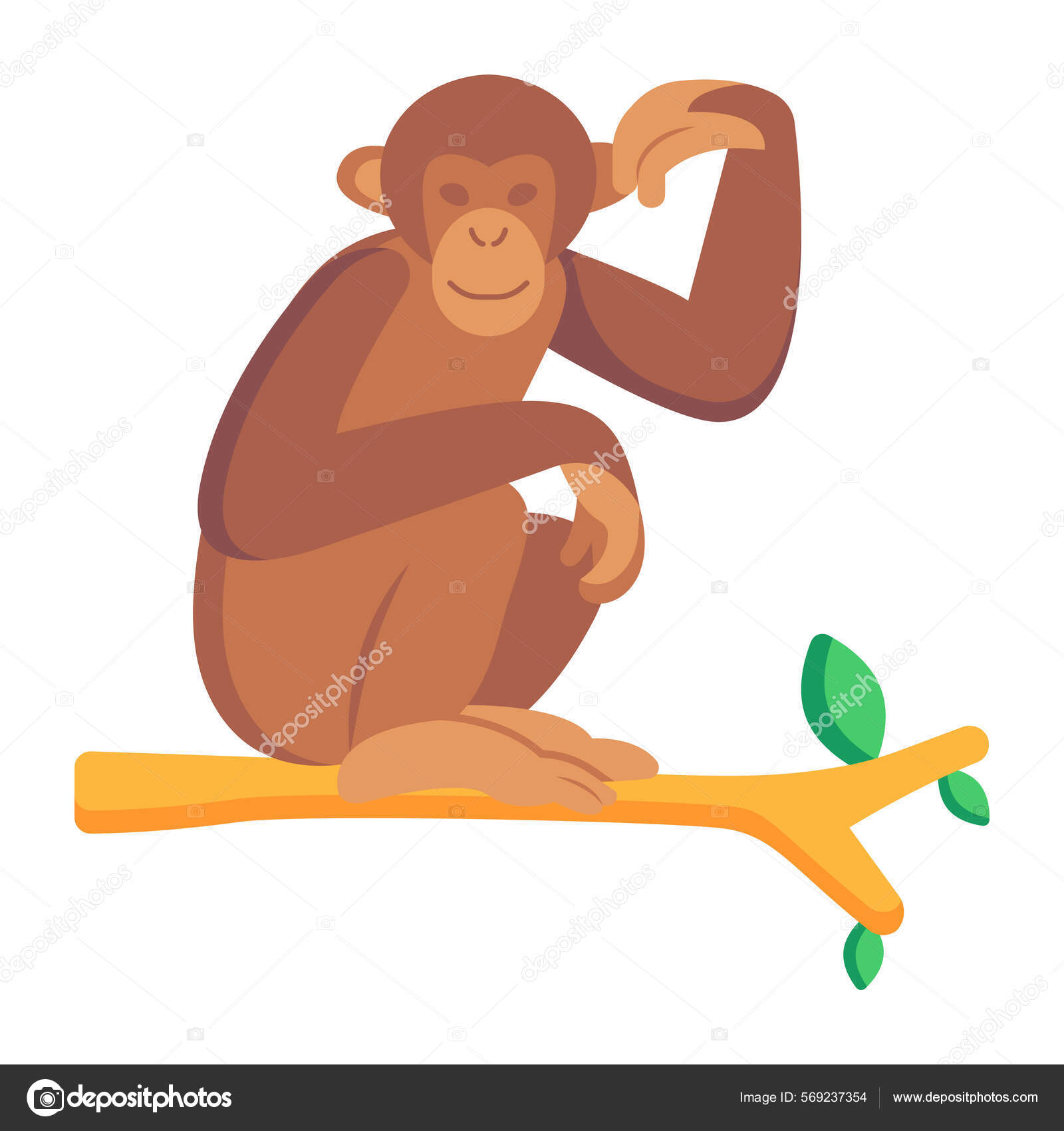 macaco bonito sentado ilustração de ícones do vetor dos desenhos