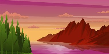 Nehirli dağ manzarasının çizimi