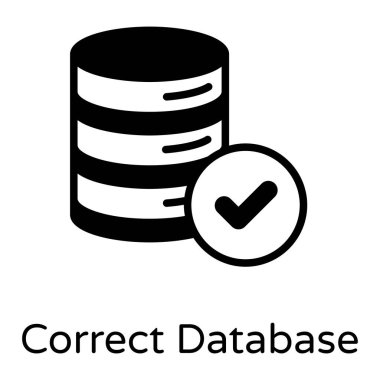 doğru veritabanı düz vektör simgesi