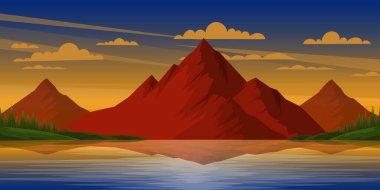 Nehirli dağ manzarasının çizimi