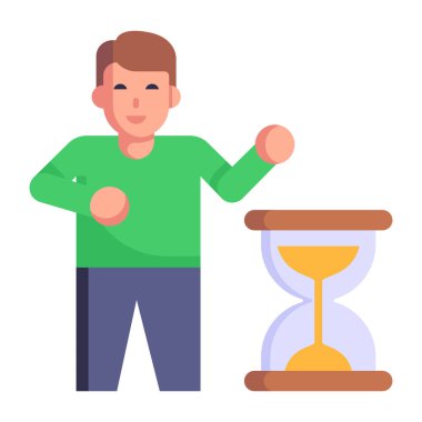 Kum saati vektör çizimine sahip iş adamı