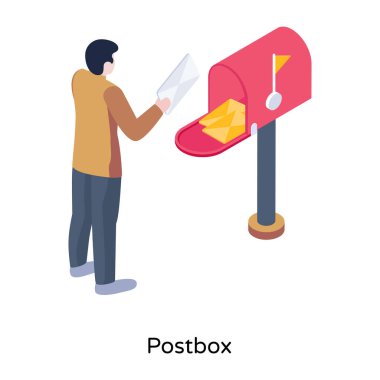 Posta kutusu karikatürü, vektör illüstrasyonu