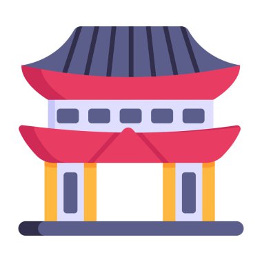 Kiyomizu Tapınağı karikatürü, vektör illüstrasyonu