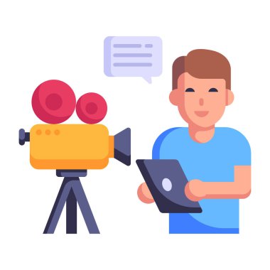 Kameraman vektör illüstrasyon tasarımı ile video kamera