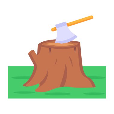 Balta ve ağaç, vektör illüstrasyon grafik tasarımı