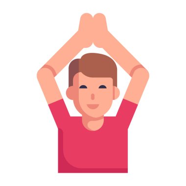 Elleri havada mutlu çocuk, vektör illüstrasyonu