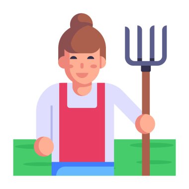 Bahçıvan tırmıkla, illüstrasyonla