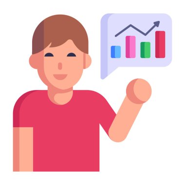 Grafik grafiği ikon vektör çizimi tasarımı olan bir iş adamı