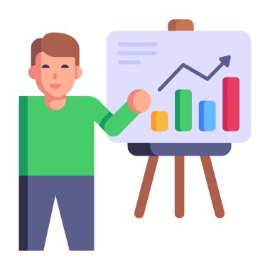 Grafik simgesine sahip iş adamlarının vektör çizimi