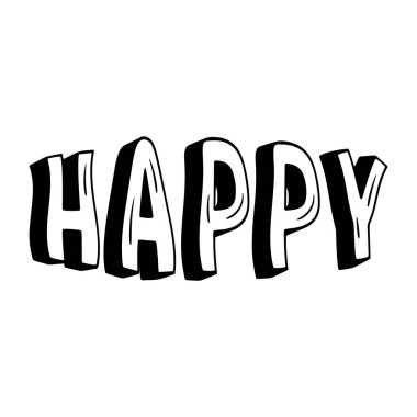 Happy 'nin el çizimi harfleri. vektör illüstrasyonu.