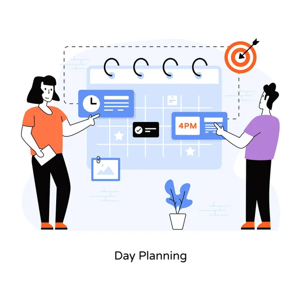 Dag Planning Cartoon Vector Illustratie — Stockvector