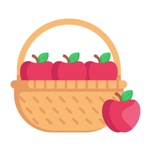 Korb Mit Äpfeln Und Gemüse Vektor Illustration Design — Stockvektor