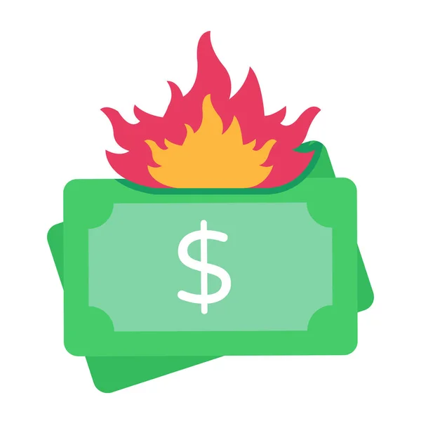 Burning Money Web Icon Simple Design — Stock Vector
