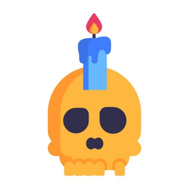 Kafatası vektör çizimi olan Cadılar Bayramı mumu