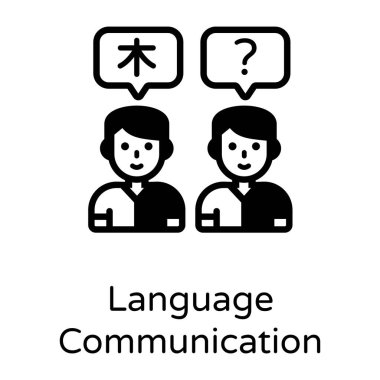 Dil İletişim karikatürü, vektör illüstrasyonu