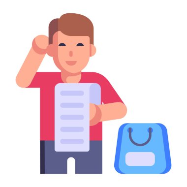 Alışveriş Listesi karikatürü, vektör çizimi