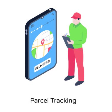 Paket İzleme karikatürü, vektör çizimi