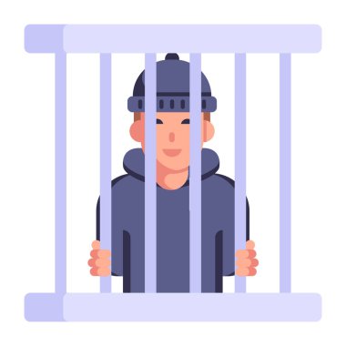 Parmaklıklar arkasındaki adam vektör illüstrasyonu