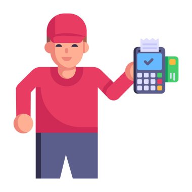 Kart ödeme vektör çizimi için terminali tutan adam