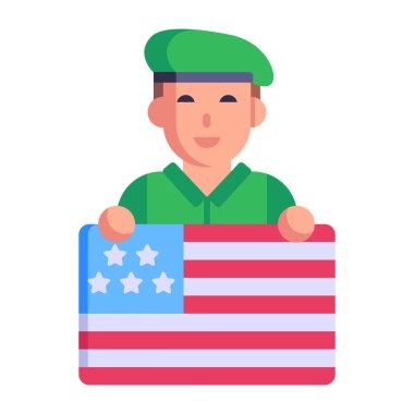 Amerikan askeri ABD bayrağı taşıyor. 