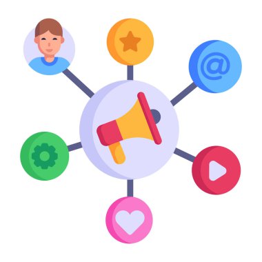 Viral Pazarlama karikatürü, vektör illüstrasyonu