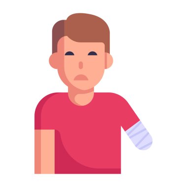 Adam avatar karakter vektör illüstrasyon tasarımı kolsuz bir bandaj ile