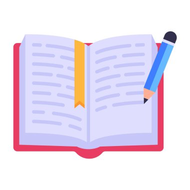 kitap ve kalem ikonu vektör illüstrasyon grafik tasarımı