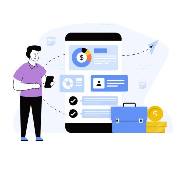 Çevrimiçi işlerin vektör illüstrasyonu