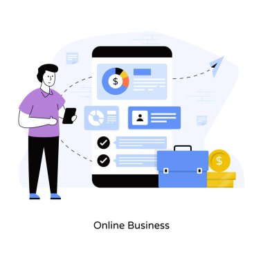Çevrimiçi işlerin vektör illüstrasyonu