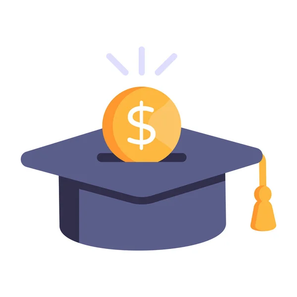 Graduiertenmütze Mit Dollarsymbol Illustration Design — Stockvektor