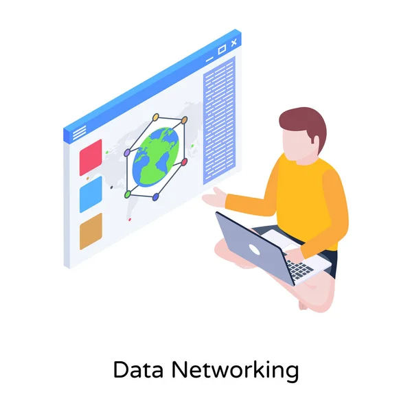 Data Networking Dessin Animé Illustration Vectorielle — Image vectorielle