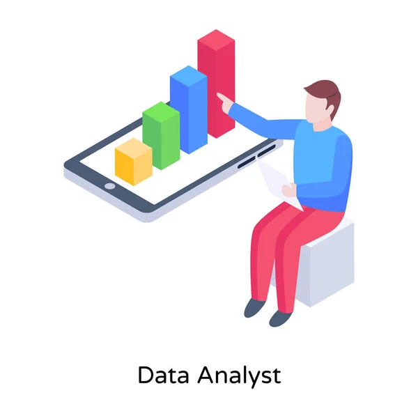 Data Analyst Cartoon Vector Illustration — Vettoriale Stock