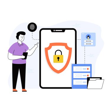 Simge tasarımı ile siber güvenlik kavramı, vektör illüstrasyonu 10 eps grafik. 