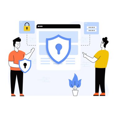 Web güvenliği, web simgesi basit illüstrasyon