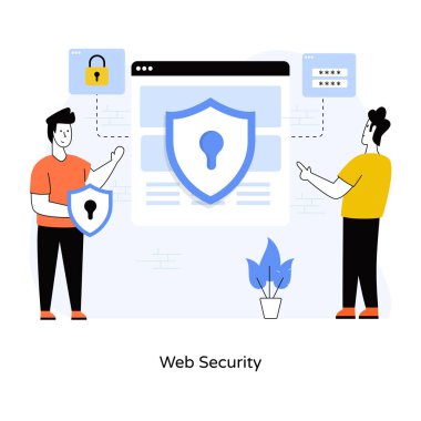Web güvenliği, web simgesi basit illüstrasyon