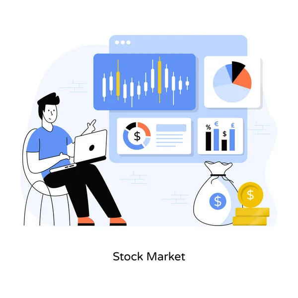 Akciový Trh Webová Ikona Jednoduchá Ilustrace — Stockový vektor