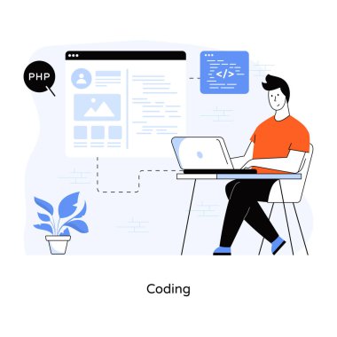 Kodlama, web simgesi basit illüstrasyon