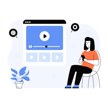 video öğreticisi, web simgesi basit illüstrasyon