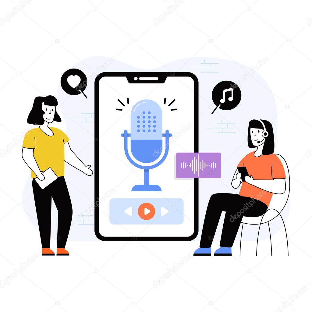 listen to podcasts, web icon simple illustration