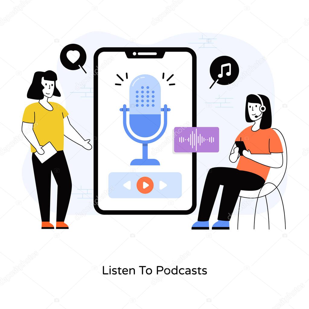 listen to podcasts, web icon simple illustration