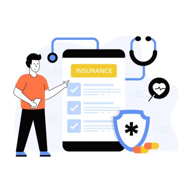 Çevrimiçi sağlık sigortası, web simgesi basit illüstrasyon