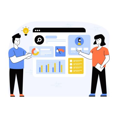 Gösterge paneli, web simgesi basit illüstrasyonunuzu yönetin