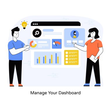 Gösterge paneli, web simgesi basit illüstrasyonunuzu yönetin