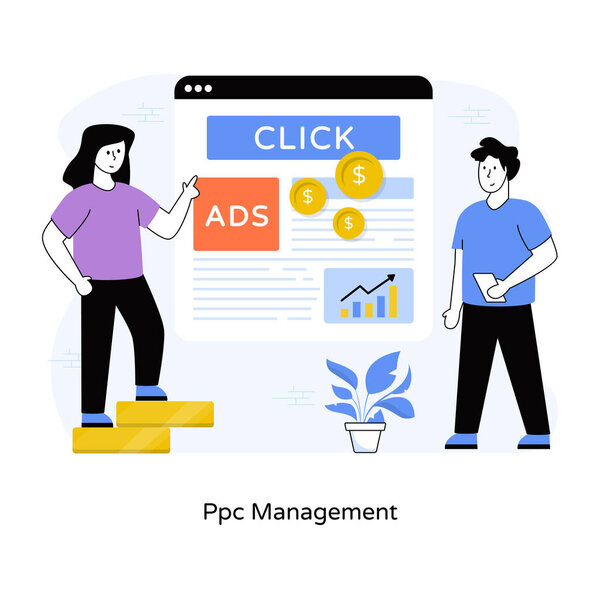 ppc management, web icon simple illustration