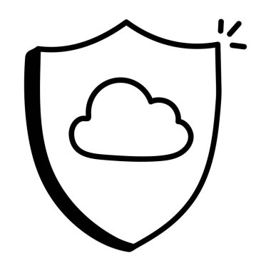 bulut güvenlik kalkanı ikon vektör çizimi tasarımı