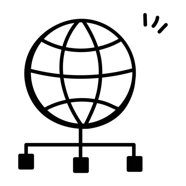 Global Network Vector Line Icon — Stock Vector