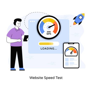 websitesi hız testi, vektör illüstrasyonu