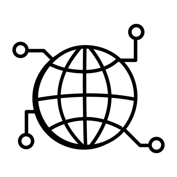 Ikona Globální Vektorové Čáry Sítě — Stockový vektor
